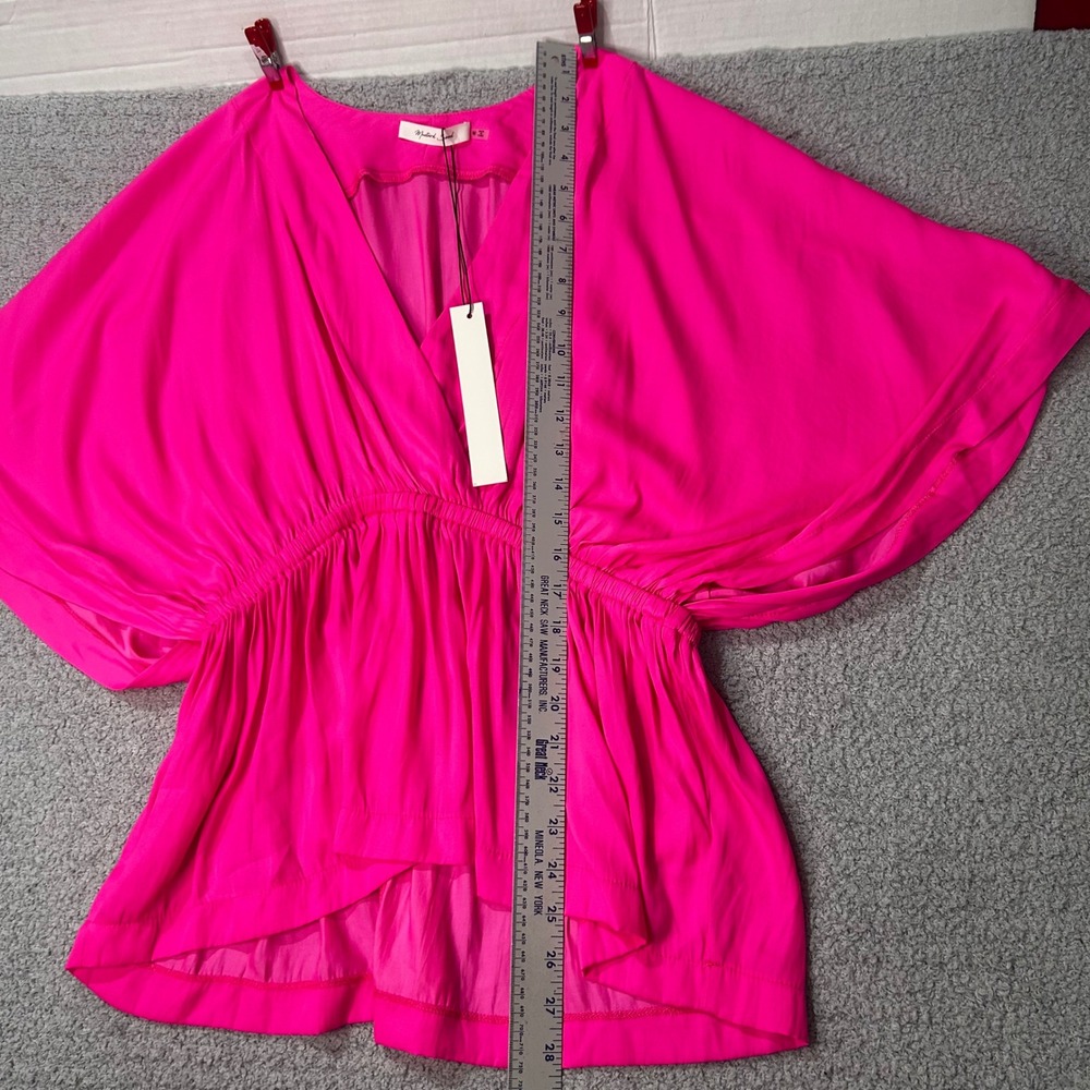 Mustard Seed Peplum Blouse Medium Hot Pink Barbiecore Boho Summer Chic - Picture 3 of 7